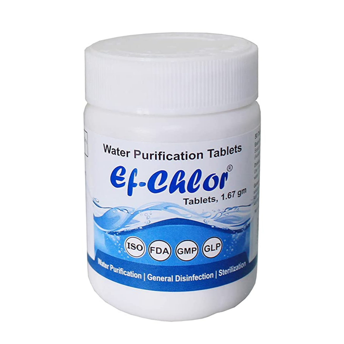 Ef-Chlor Water Purification Tablets (for 500 Liters) - 50 Count Pack