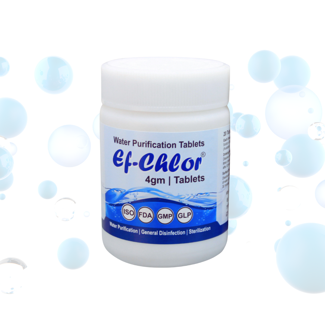 Ef-Chlor Water Purification Tablets (for 1000 Liters) - 20 Count Pack
