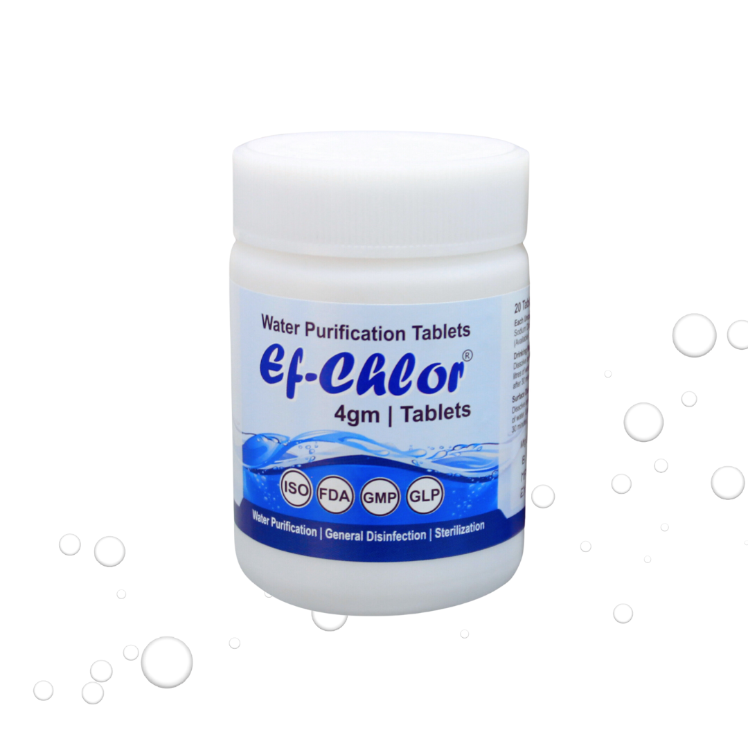 Ef-Chlor Water Purification Tablets (for 1000 Liters) - 20 Count Pack