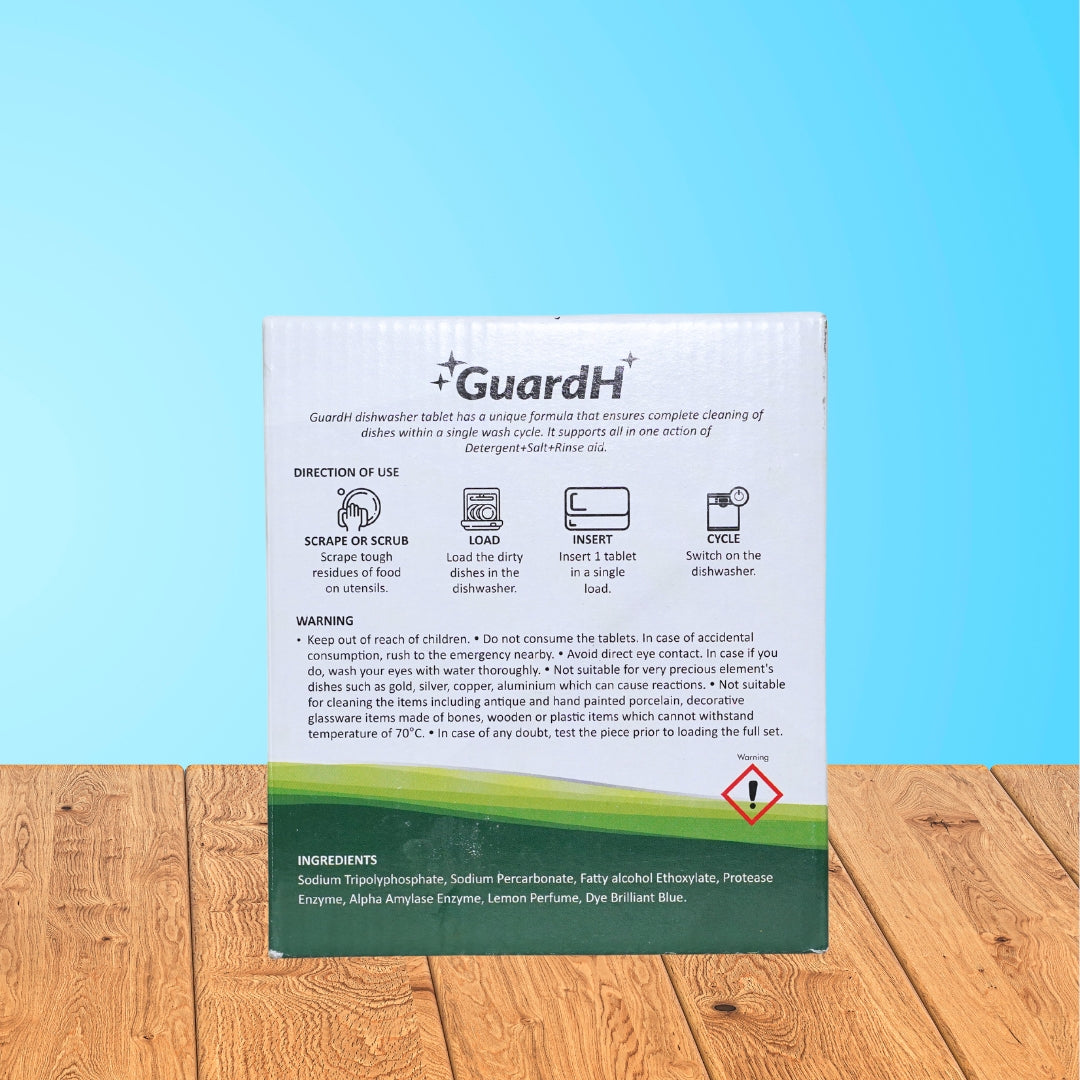 GuardH Dishwasher Tablets - All in 1 action - 30 Count Pack
